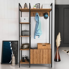 Hanah Home Doga Recibidor Industrial Nogal y Negro